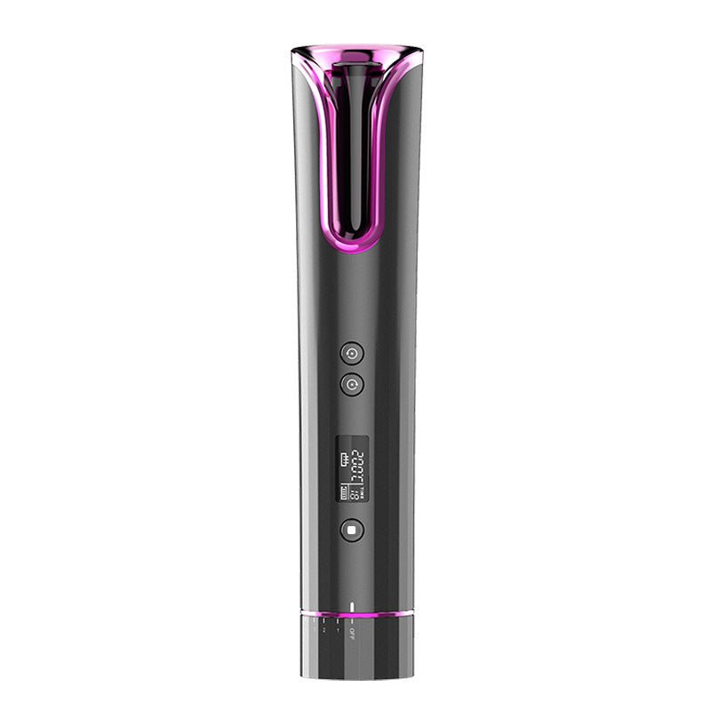 black and purple ceramic curling iron front view