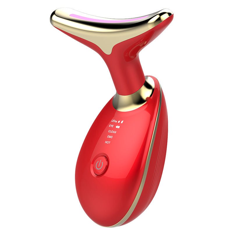 red Skin Rejuvenation Beauty Device Rechargeable Neck and Face and Eye Lifting Massager